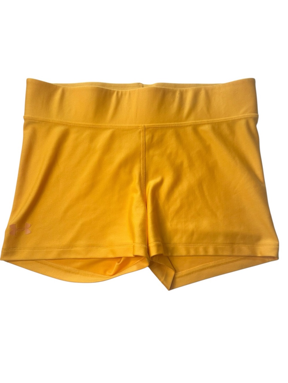 Under Armour Women’s Compression Shorts Size L Golden Yellow Foldover Waist Athl